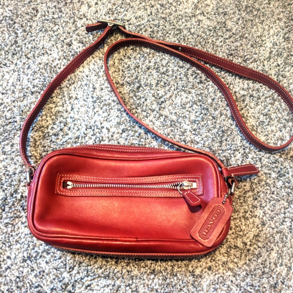 Vintage Coach Legacy Baguette Camera Bag, Rich Red